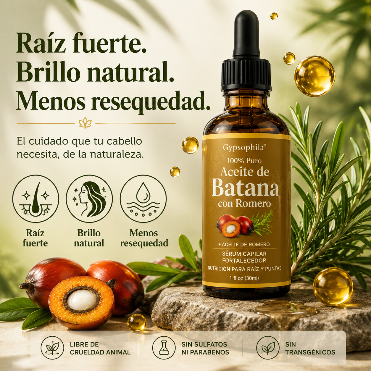 Aceite de Batana + Romero: Raíz Más Fuerte, Brillo Natural y Puntas Más Suaves